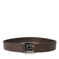 Dolce & Gabbana Brown Calf Leather Square Metal Buckle Belt