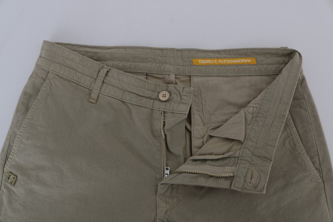 Daniele Alessandrini Beige Cotton Stretch Slim Fit Chinos