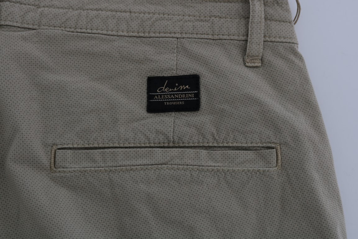 Daniele Alessandrini Beige Cotton Stretch Slim Fit Chinos