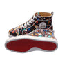 Christian Louboutin Louis Orlato Flat Crepe Satin Multicolour Limited edition Dr Bored Print High Top Sneakers