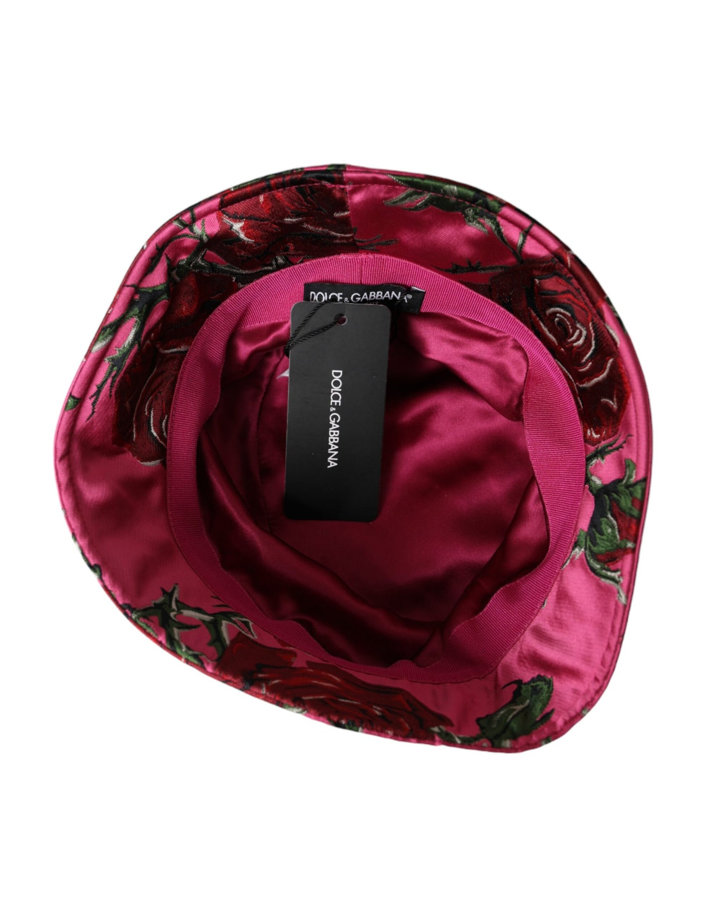 Dolce & Gabbana Pink Floral Cap Cotton Bucket Hat Men