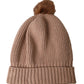 Dolce & Gabbana Brown Solid Knitted Fur Ball Winter Beanie Hat