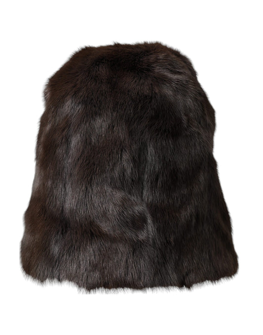 Dolce & Gabbana Brown Weasel Fur Womens Cashmere Hat Beanie