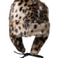 Dolce & Gabbana Multicolor Leopard Fur Trapper Women Hat