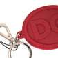 Dolce & Gabbana Red Rubber DG Logo Silver Brass Metal Keyring Keychain