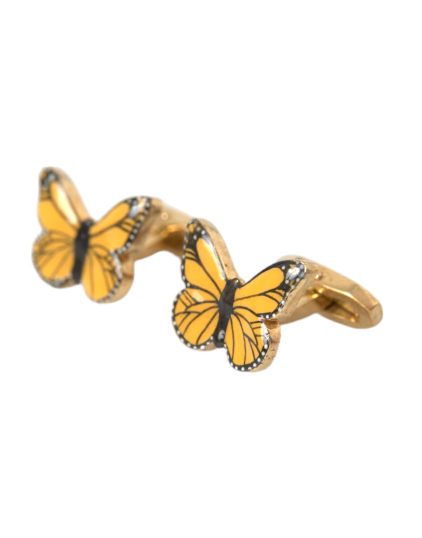 Dolce & Gabbana Gold Tone Brass Butterfly Enamel Men Cufflink