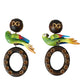 Dolce & Gabbana Multicolor Parrot Wood Brass Crystal Embellished Earrings