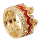 Dolce & Gabbana Gold Tone BrassCrystal Enamel DG CROWN Statement Ring