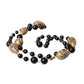 Dolce & Gabbana Gold Tone Brass Black Printed Beaded Long Chain Necklace