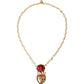 Dolce & Gabbana Gold BrassChain Sacred Heart Rose Crystal Charm Necklace