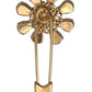 Dolce & Gabbana Gold Brass Floral Crystal Jewelry Brooch Pin