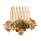 Dolce & Gabbana Gold Brass Crystal Heart Floral Hair Comb