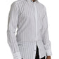 Dolce & Gabbana Black White Striped Formal Dress GOLD Shirt