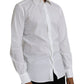 Dolce & Gabbana White Logo Cotton Men Dress GOLD Shirt