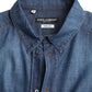 Dolce & Gabbana Blue Crown Bee Cotton Denim GOLD Shirt