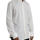 Dolce & Gabbana White Cotton Dress Slim Fit GOLD Shirt