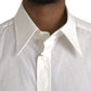 Dolce & Gabbana White Cotton Dress Slim Fit GOLD Shirt