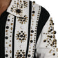 Dolce & Gabbana White Black Silk Studded Stone Crystal Shirt