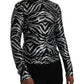 Dolce & Gabbana Black Silver Zebra Sequined Quarter Zip Sweater