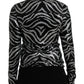 Dolce & Gabbana Black Silver Zebra Sequined Quarter Zip Sweater