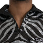 Dolce & Gabbana Black Silver Zebra Sequined Quarter Zip Sweater