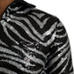 Dolce & Gabbana Black Silver Zebra Sequined Quarter Zip Sweater