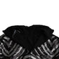 Dolce & Gabbana Black Silver Zebra Sequined Quarter Zip Sweater