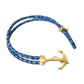 Nialaya Blue Gold Anchor 925 Silver Charm Bracelet Mens