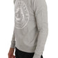 Frankie Morello Gray Cotton Crewneck Pullover Sweater