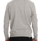 Frankie Morello Gray Cotton Crewneck Pullover Sweater