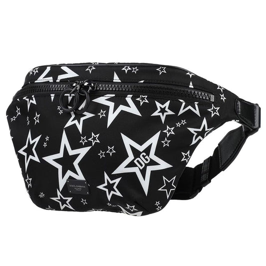 Dolce & Gabbana Black White Stars Belt Bag