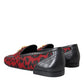 Dolce & Gabbana Red Black Leopard DG Loafers Formal Men Shoes