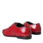 Dolce & Gabbana Red Textured Varnished Derby Men Formal Shoes