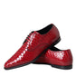 Dolce & Gabbana Red Textured Varnished Derby Men Formal Shoes