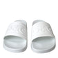 Dolce & Gabbana White Rubber Slides Sandals Beachwear Shoes