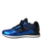 Dolce & Gabbana Blue Black Calf Hair Leather Sneakers Shoes