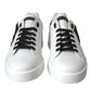 Dolce & Gabbana White Leather DG Logo Casual Low Top Sneakers Shoes