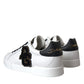 Dolce & Gabbana White Leather DG Logo Casual Low Top Sneakers Shoes