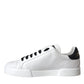 Dolce & Gabbana White Leather DG Logo Casual Low Top Sneakers Shoes