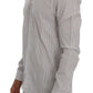 Frankie Morello White Blue Striped Casual Cotton Regular Fit Shirt