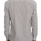 Frankie Morello White Blue Striped Casual Cotton Regular Fit Shirt