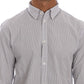 Frankie Morello White Blue Striped Casual Cotton Regular Fit Shirt