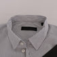 Frankie Morello White Blue Striped Casual Cotton Regular Fit Shirt