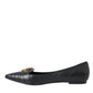 Dolce & Gabbana Black Devotion Leather Pointy Flats Shoes