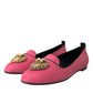 Dolce & Gabbana Pink Velvet Slip On Loafers Flats Shoes