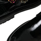 Dolce & Gabbana Black Leather Crystal Buckles Boots Shoes