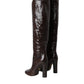 Dolce & Gabbana Brown Exotic Leather Heels High Boots Shoes