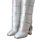 Dolce & Gabbana Silver Padded DG Logo Heels Boots Shoes