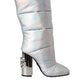 Dolce & Gabbana Silver Padded DG Logo Heels Boots Shoes