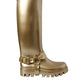 Dolce & Gabbana Metallic Gold Rubber PVC Rain Boots Shoes